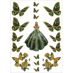 Art Devojka u zelenoj haljini i Leptiri Razno 186
