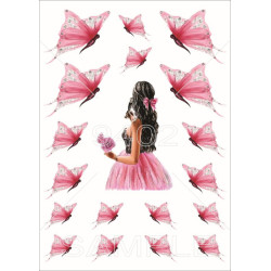 Art Devojka u roze haljini i Leptiri Razno 188
