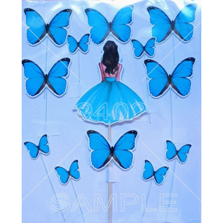 PTS249 Devojka u plavoj haljini sa leptirima