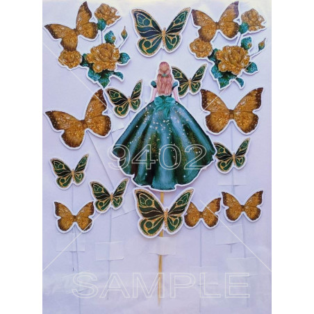 PTS252 Devojka u zelenoj haljini sa leptirima