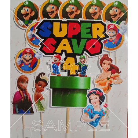 Set 11 (1+10) topera na temu Super Mario sa imenom i brojem po porudžbini PTS267
