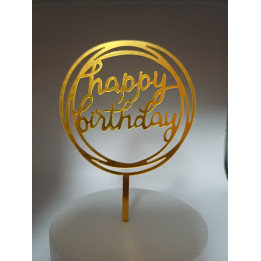 Akrilni toper "happy birthday u krugovima"