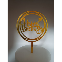 Akrilni toper "Happy Birthday sa srcima u krugovima"