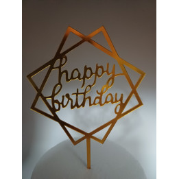 Akrilni toper "happy birthday u kvadratima"