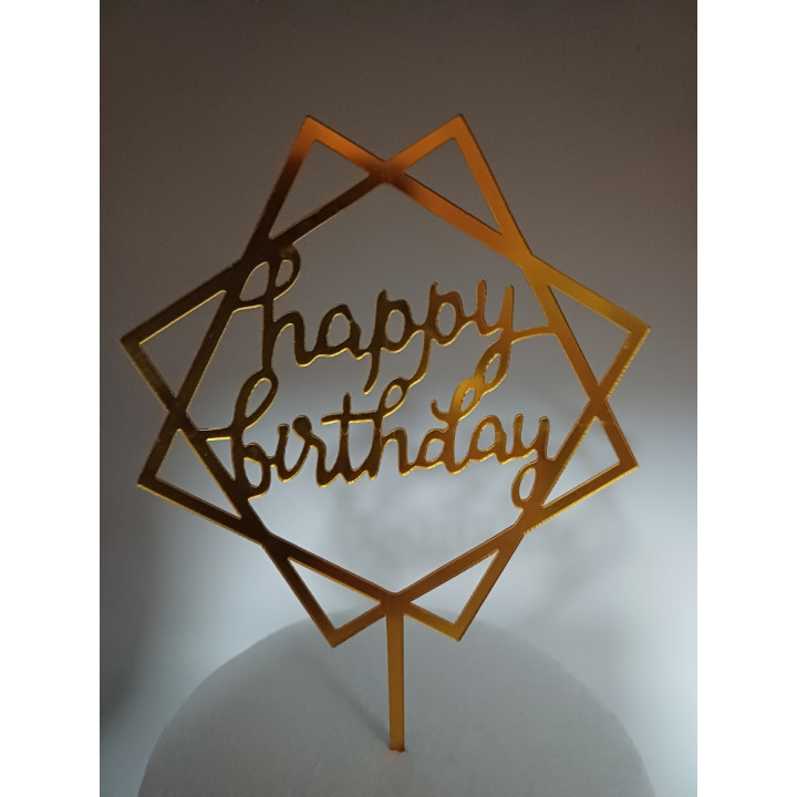 Akrilni toper "happy birthday u kvadratima"