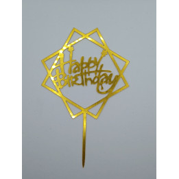 Akrilni toper "happy birthday u kvadratima sa zvezdama"
