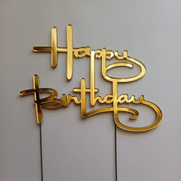 Akrilni toper „Happy Birthday“ – Zlatno ogledalo AZ-01021