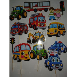 Set 12 printanih kartonskih topera Automobilići po porudžbini PT-01008