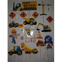Set 21 printanih kartonskih topera Građevinske mašine po porudžbini PT-01010