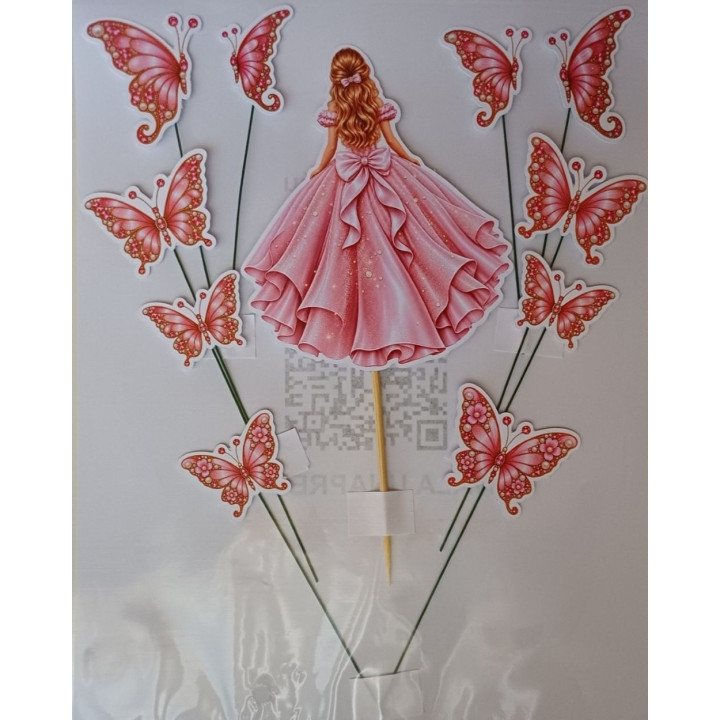 Devojka u Roze haljini sa leptirima PT-01004